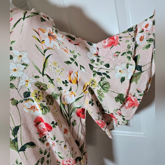 Emma & Olivia Floral Top Blouse Women's XL Tiered Sleeves Poppy Rose - Picture 9 of 11